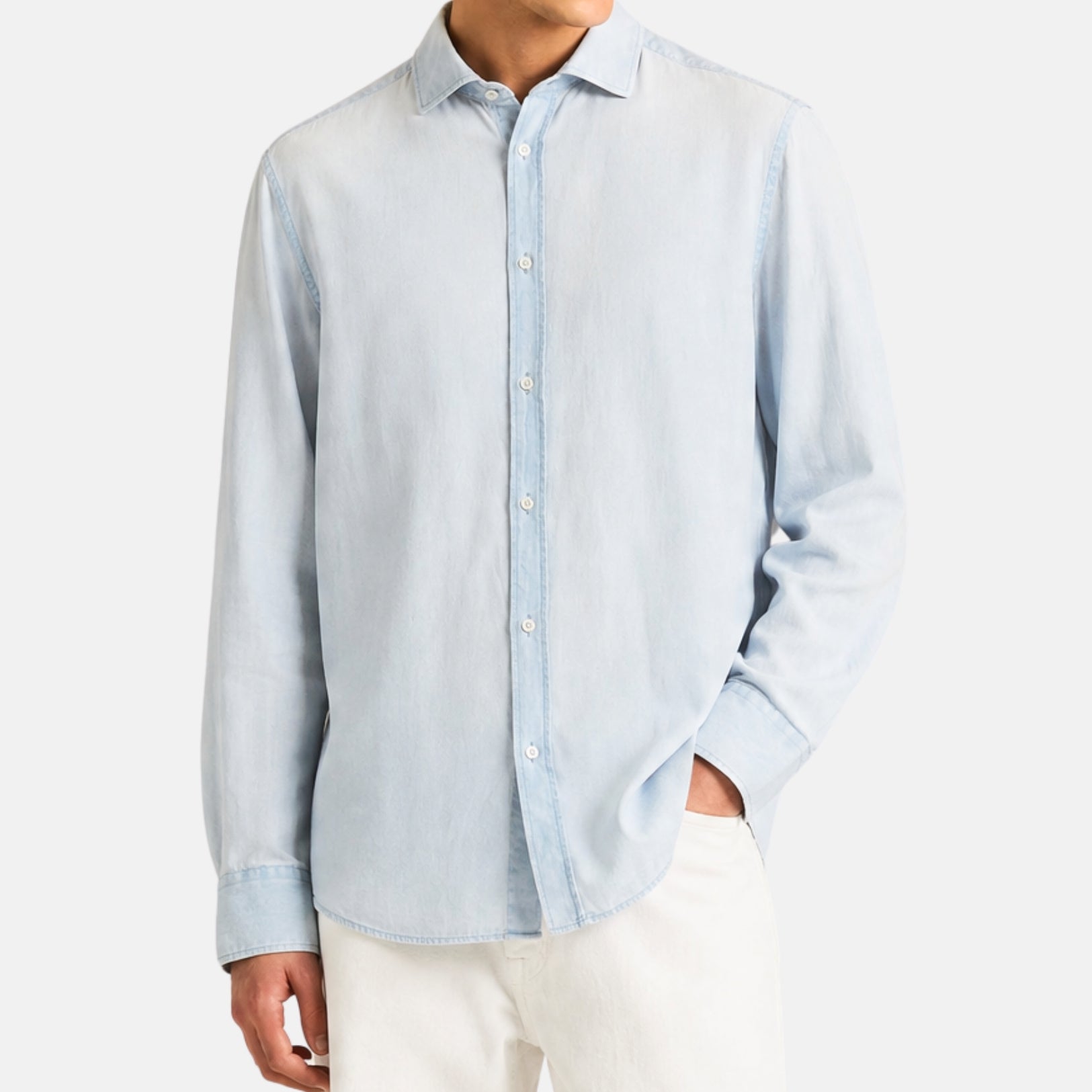 Light Blue Denim Shirt made of Cotton (L)
