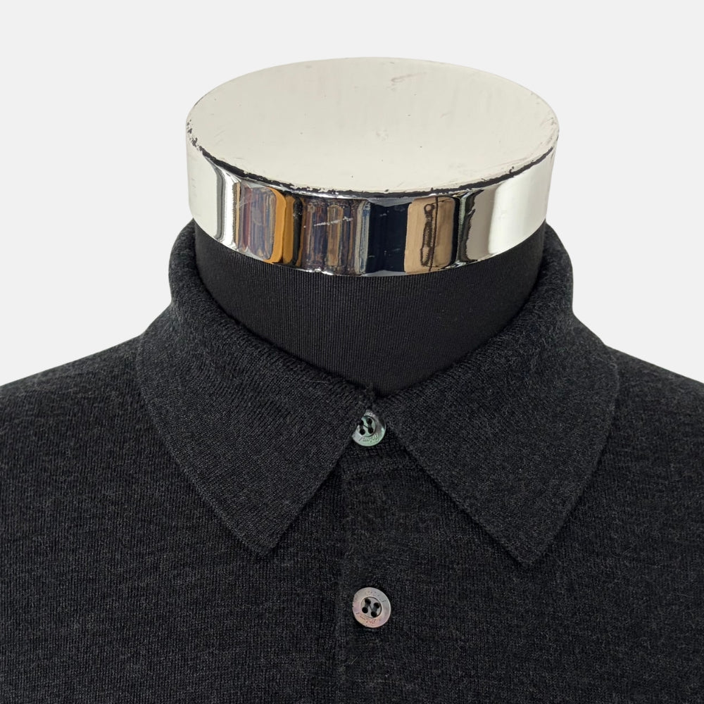 Anthracite Wool Polo Sweater