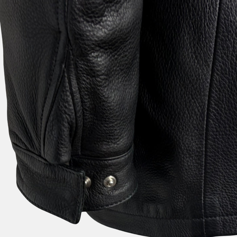 Black Deerskin Jacket with Shearling Collar