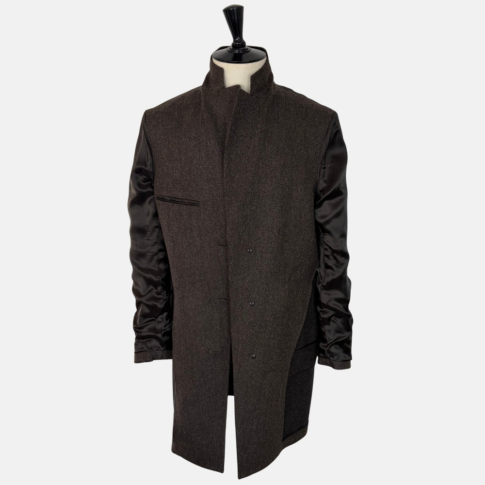 Brown Patterned Wool Cashmere Coat