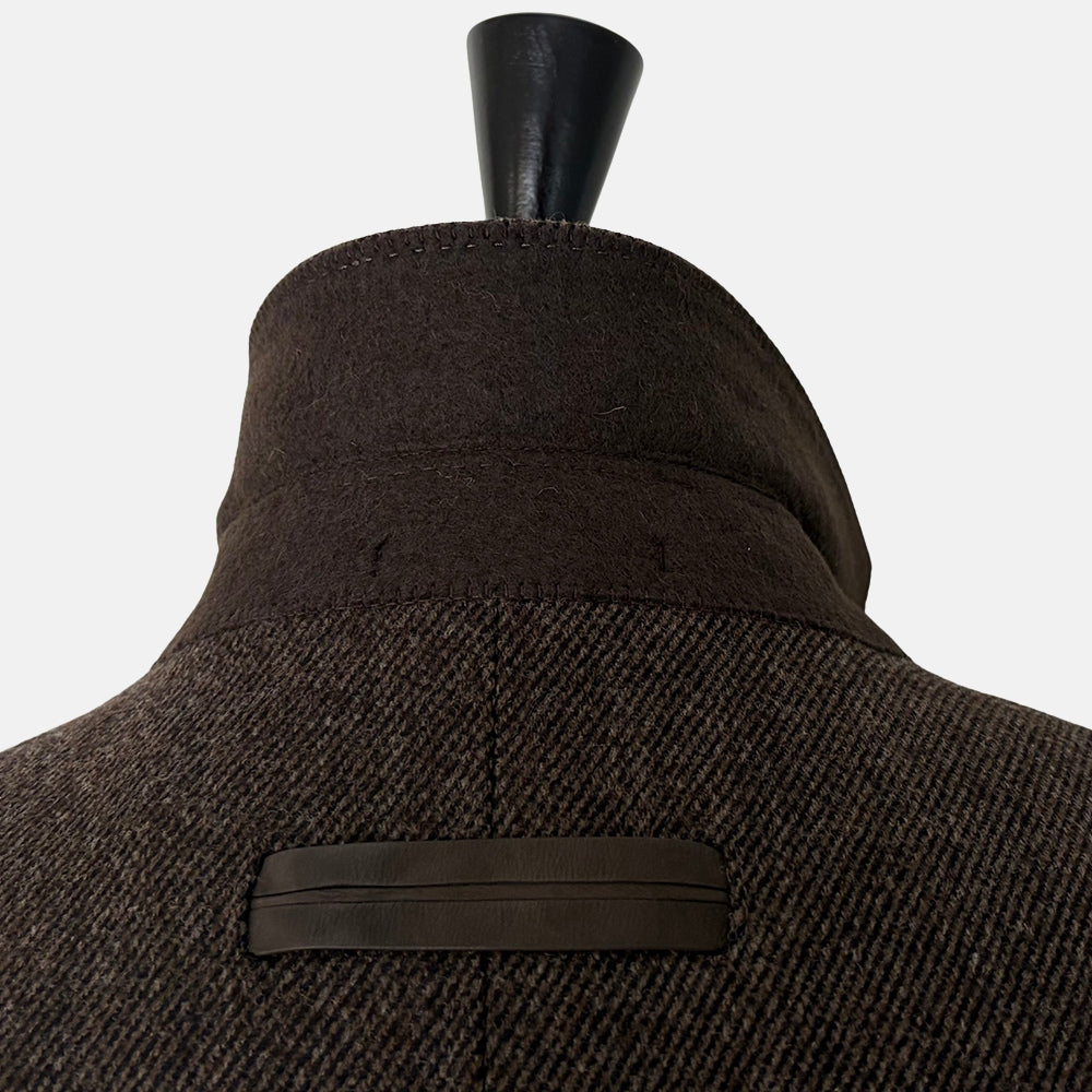 Brown Patterned Wool Cashmere Coat