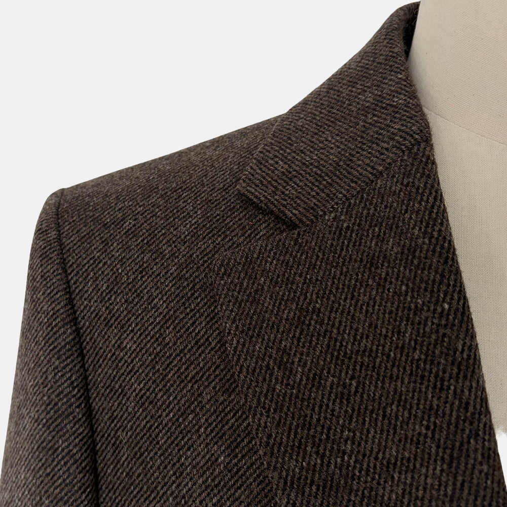 Brown Patterned Wool Cashmere Coat