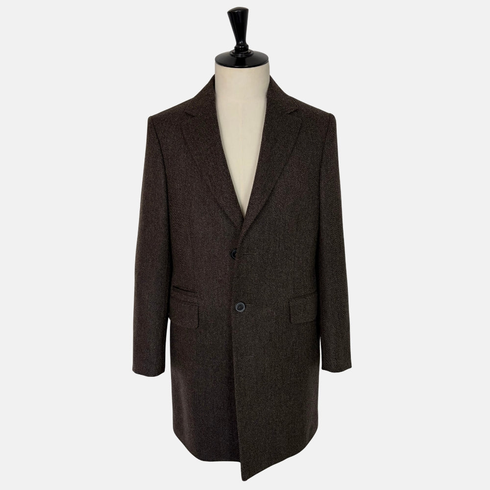 Brown Patterned Wool Cashmere Coat