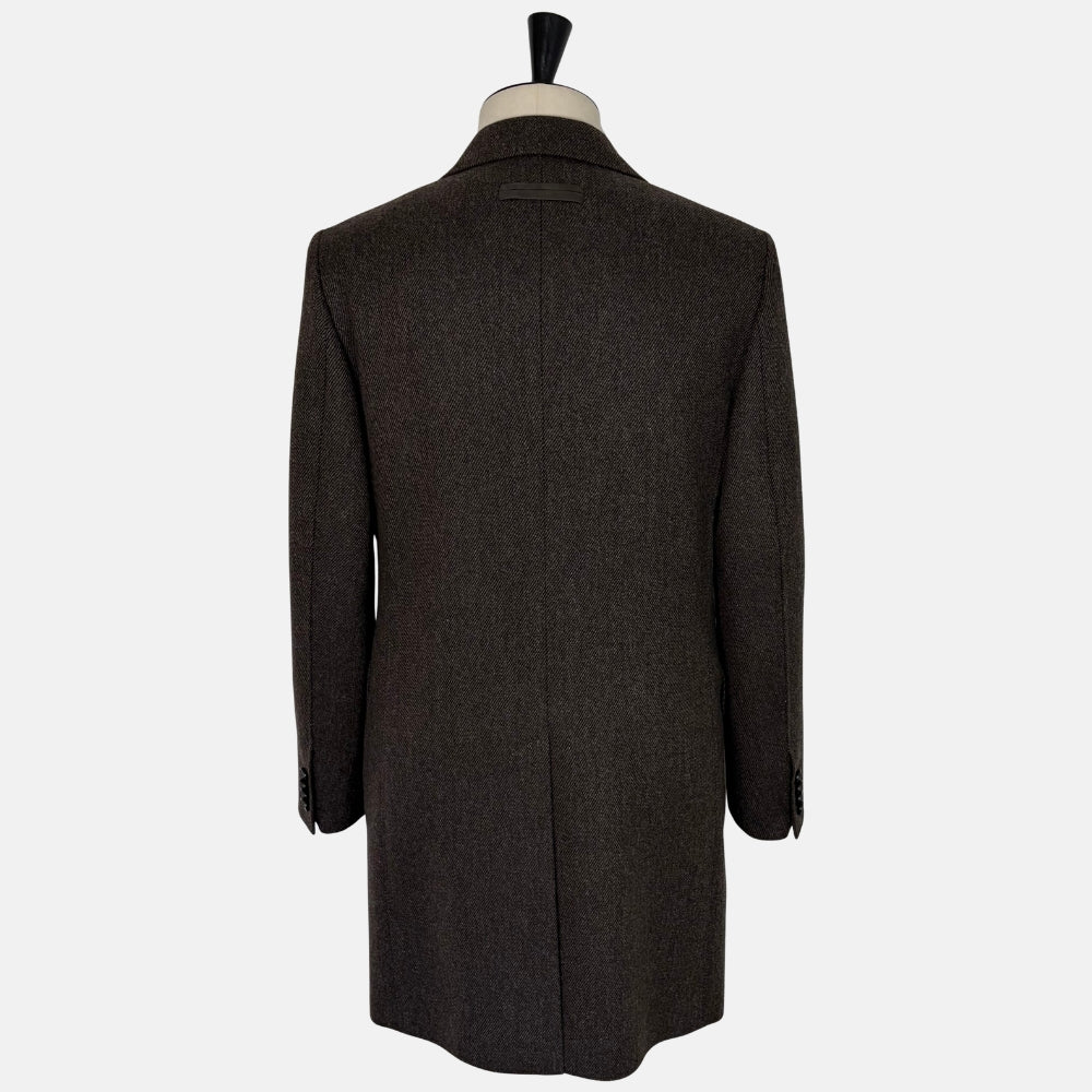 Brown Patterned Wool Cashmere Coat