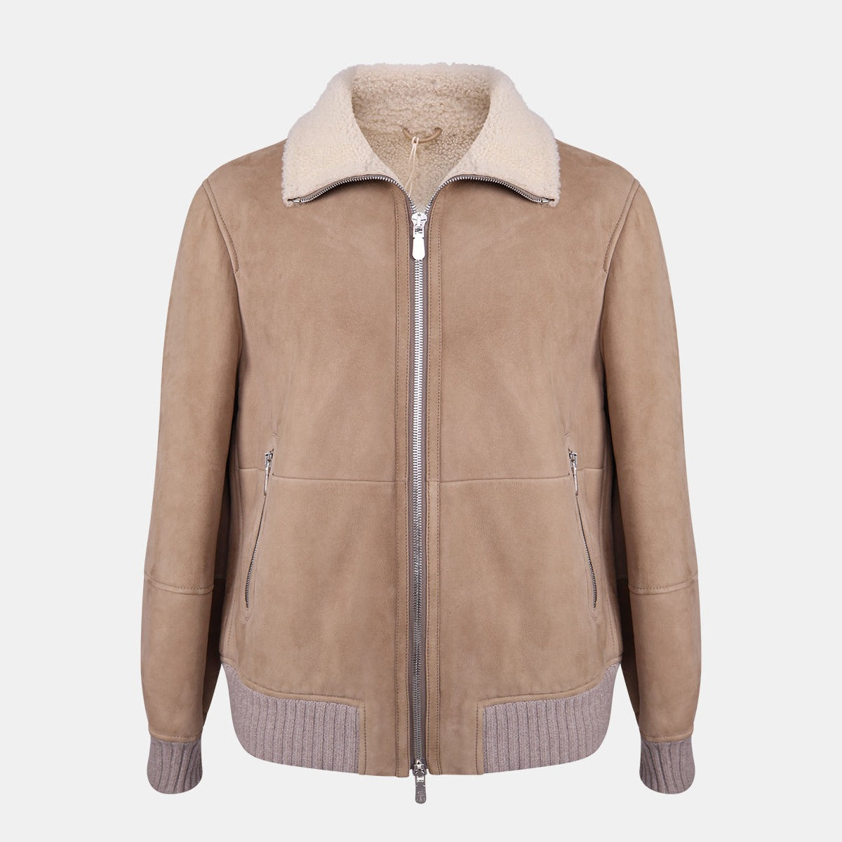 Suede Shearling Bomber Beige