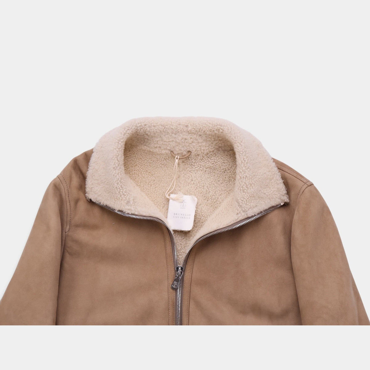 Suede Shearling Bomber Beige