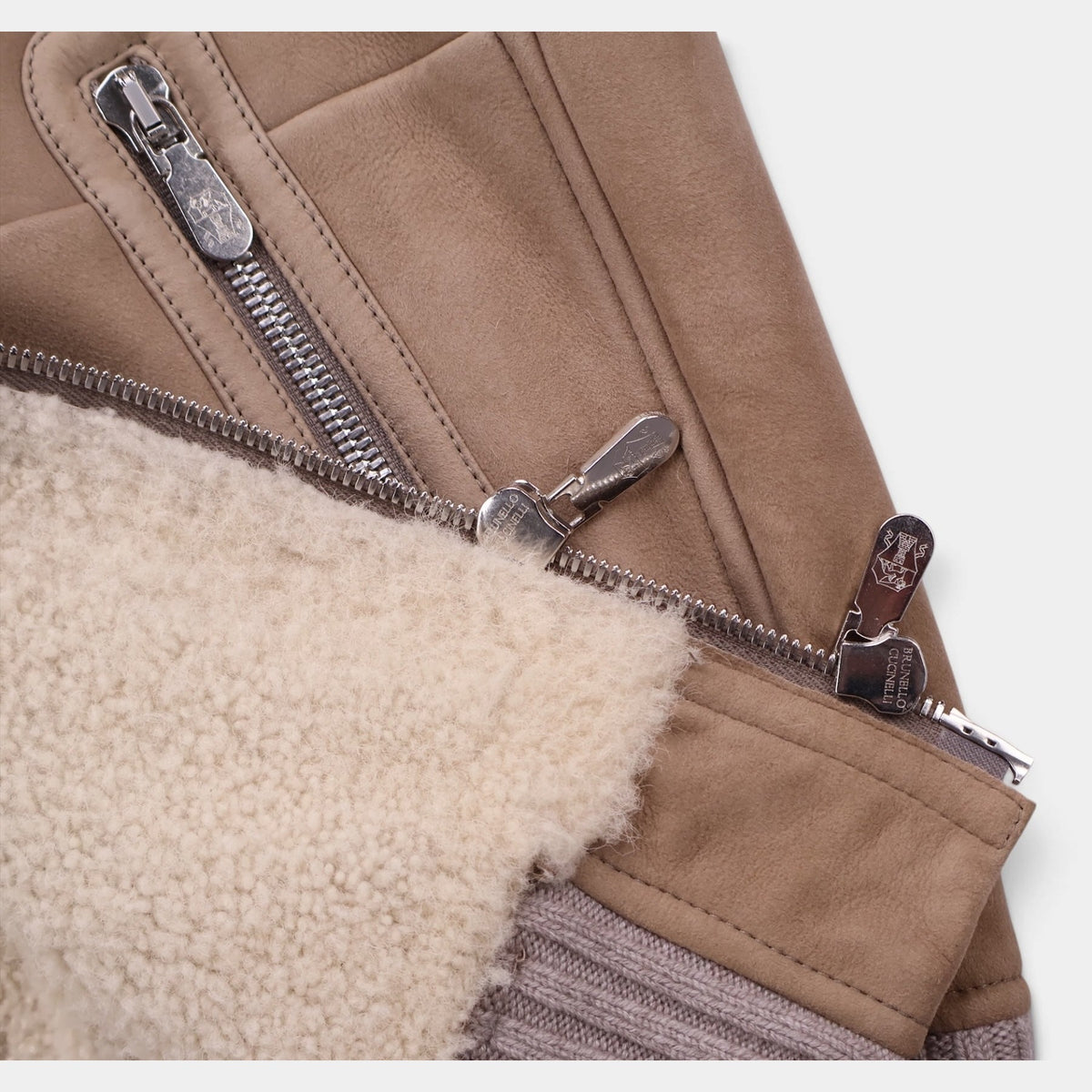 Suede Shearling Bomber Beige
