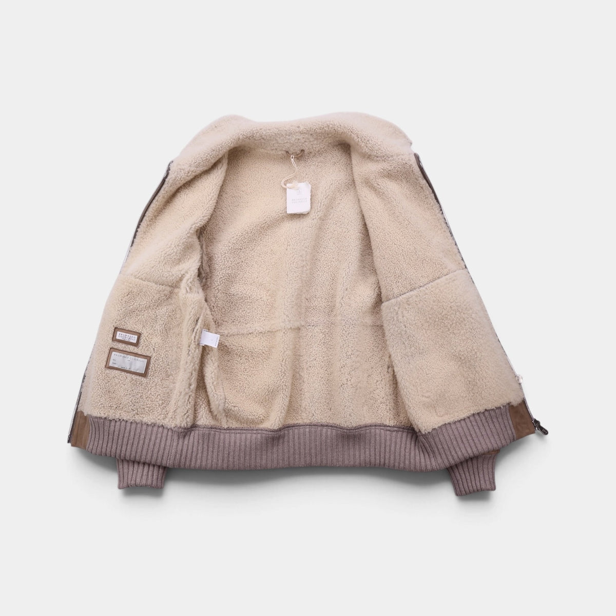 Suede Shearling Bomber Beige
