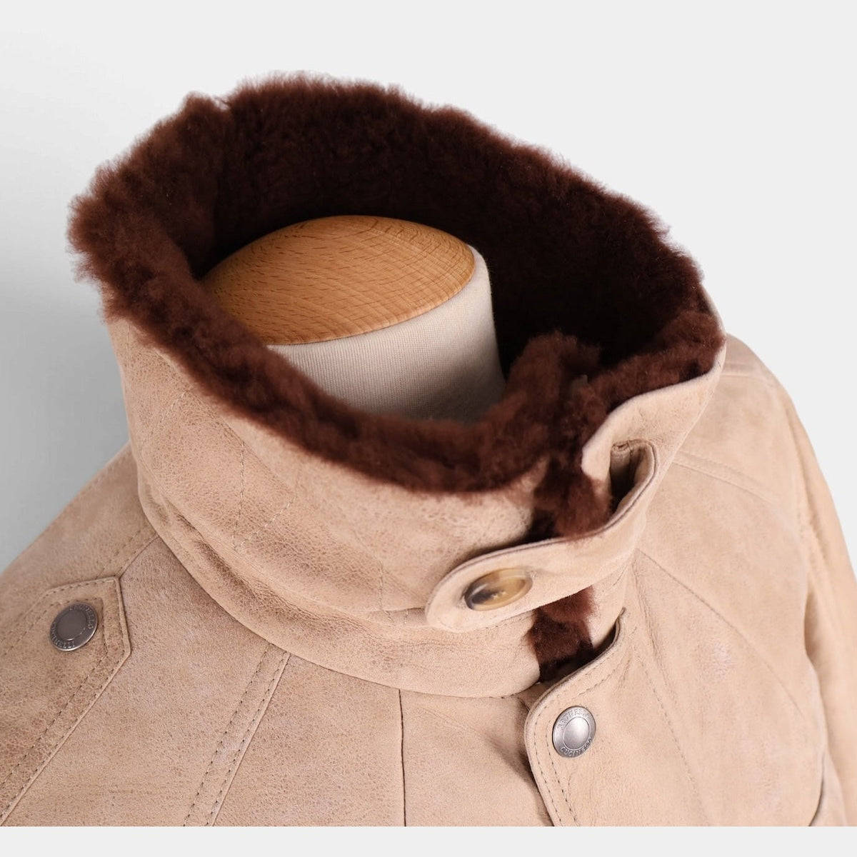 Suede Shearling Safari Jacket Beige