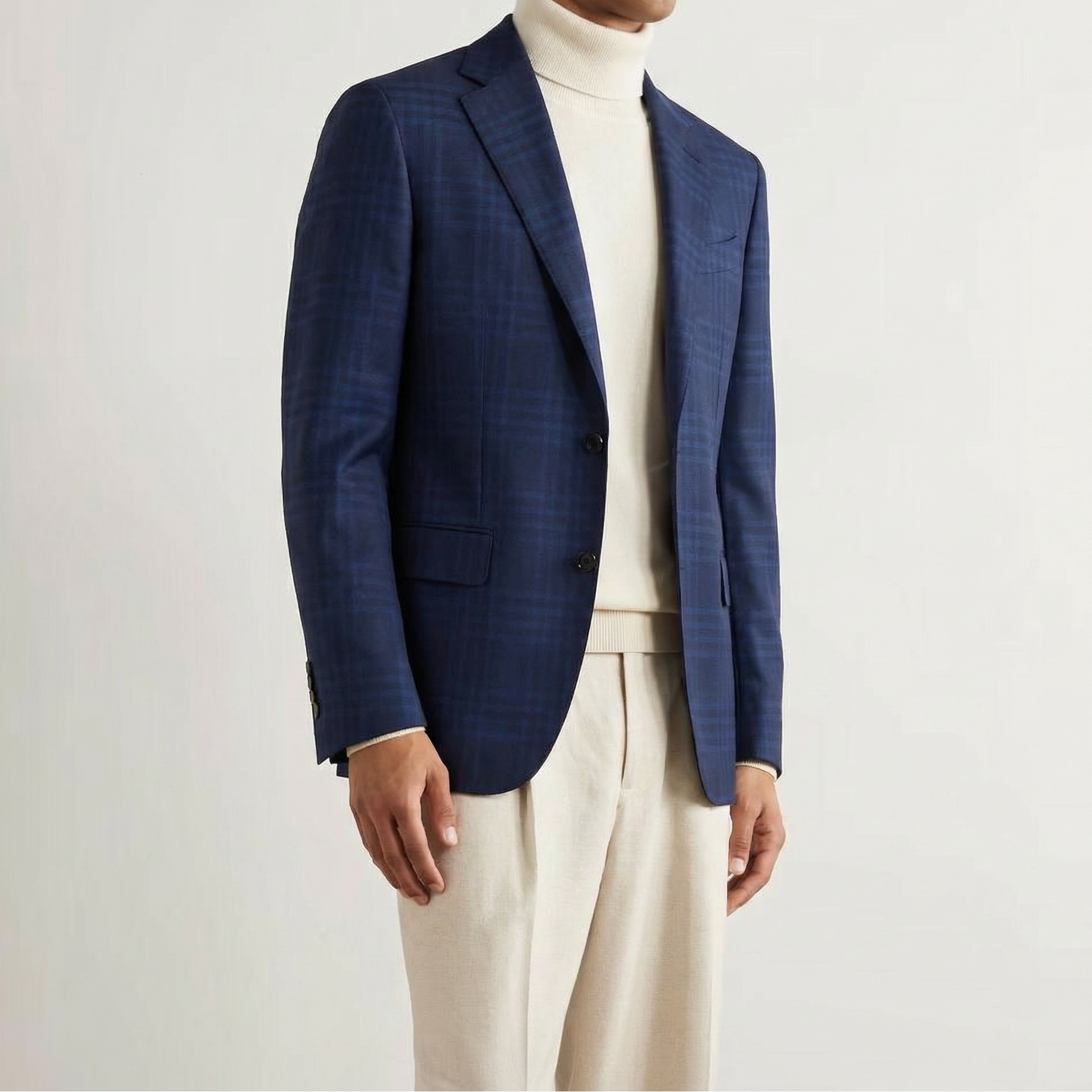 Navy Patterned Blazer made of Wool (EU 50)