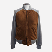 Brown/Grey Blouson made of Suede/Cashmere