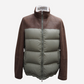 Brown/Green Down Shearling Jacket made of Leather/Nylon