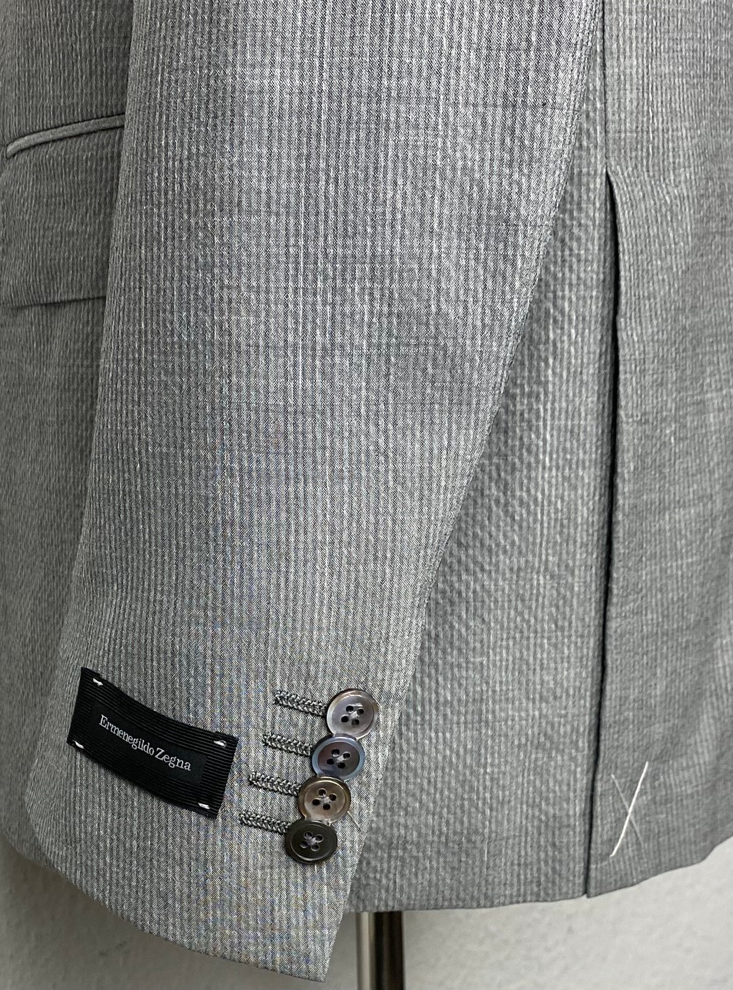 Grey Seersucker Blazer made of Wool/Silk/Linen (EU 50)