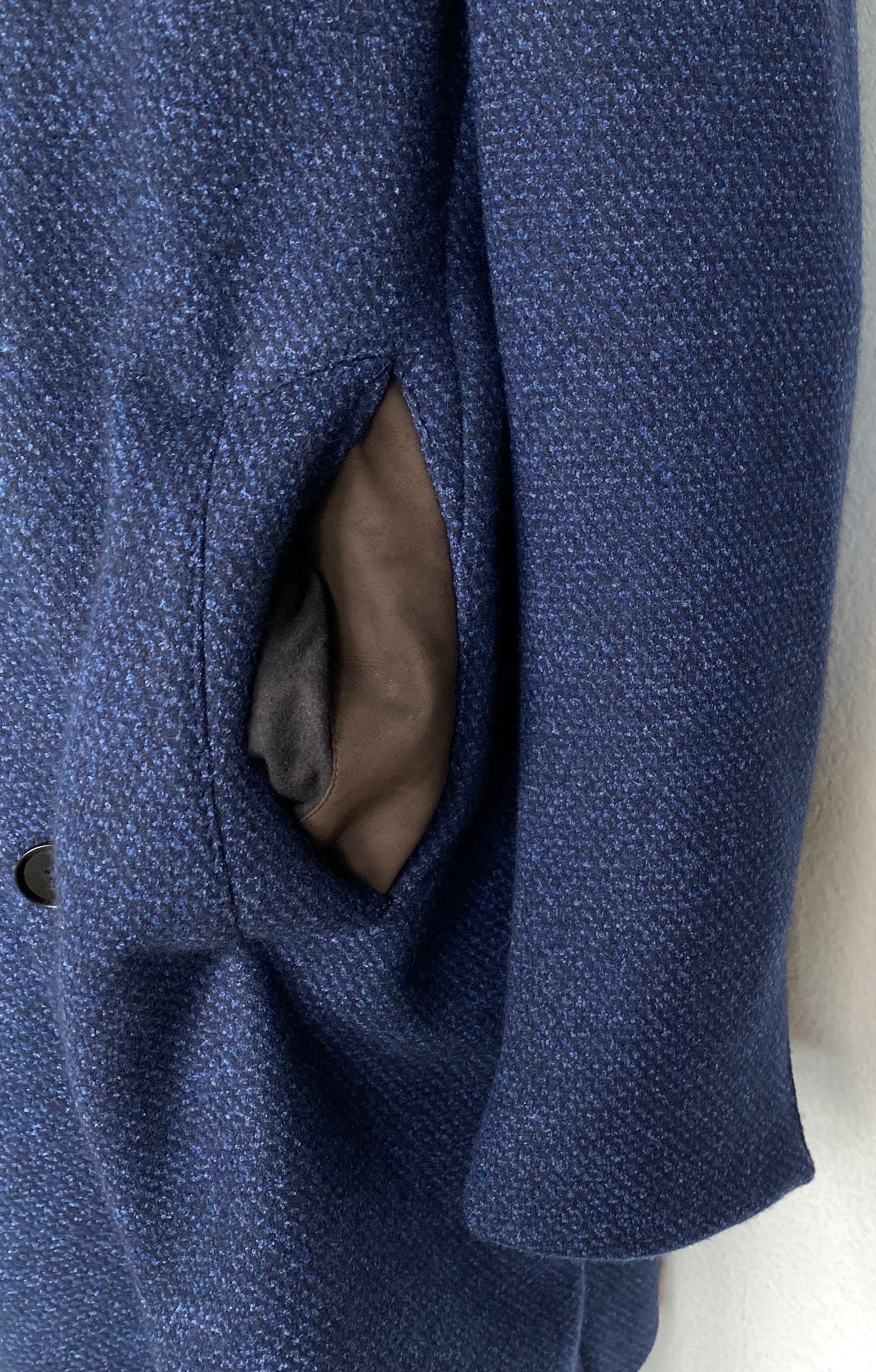 Blue Patterned Coat made of Cashmere/Wool/Nylon (50)