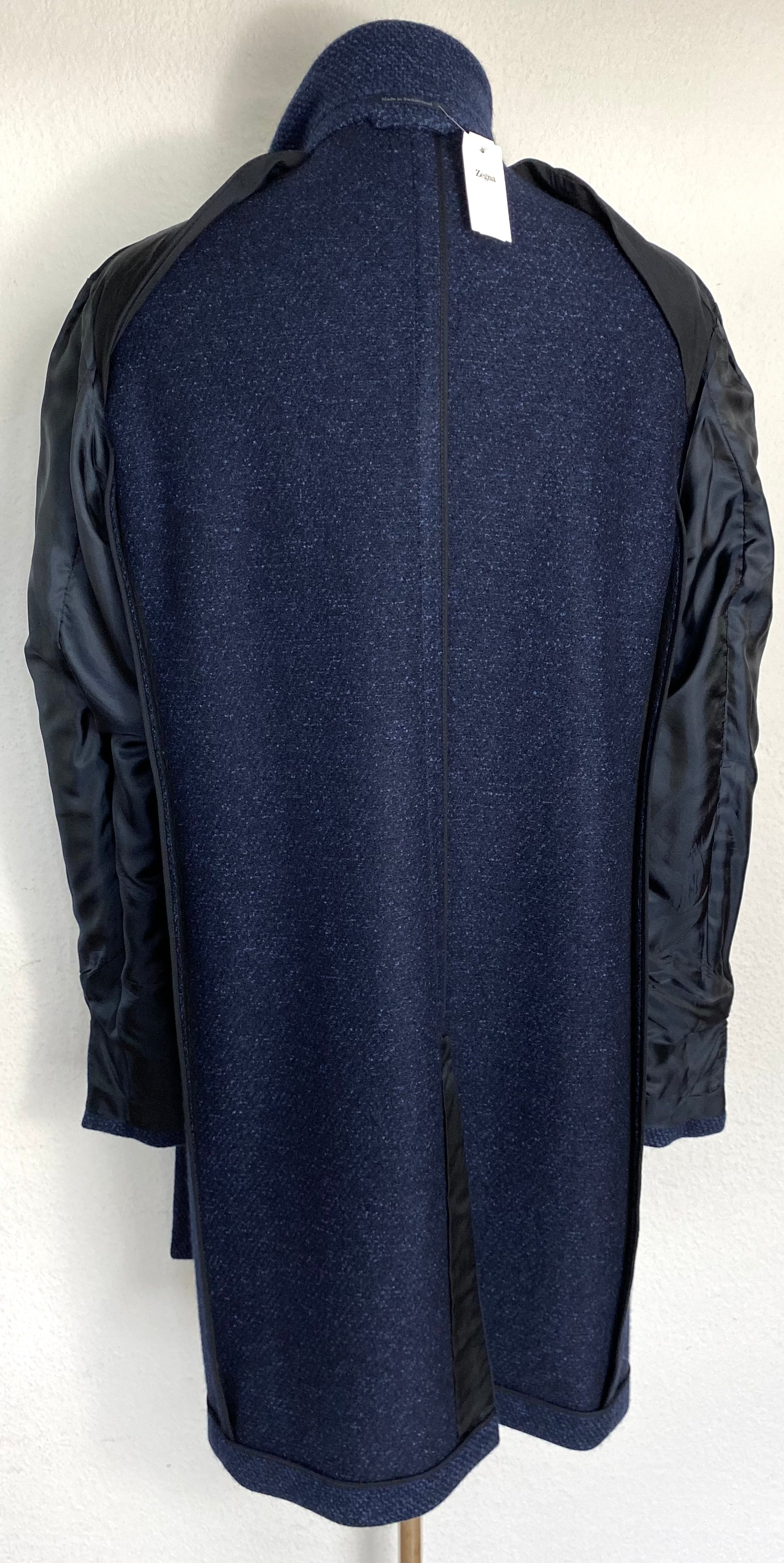 Blue Patterned Coat made of Cashmere/Wool/Nylon (50)