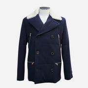 Navy Peacoat made of Cashmere with Fur Collar