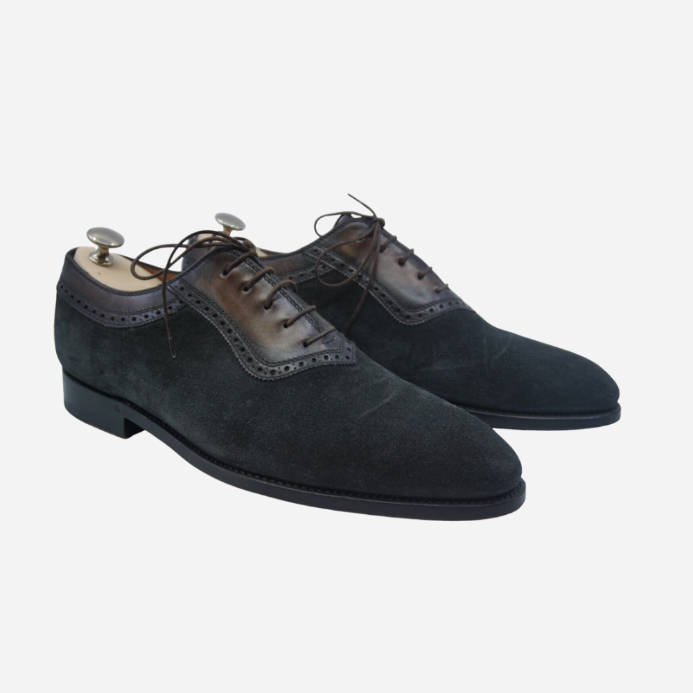 Dark Grey/brown Oxford Shoes made of Leather/Suede