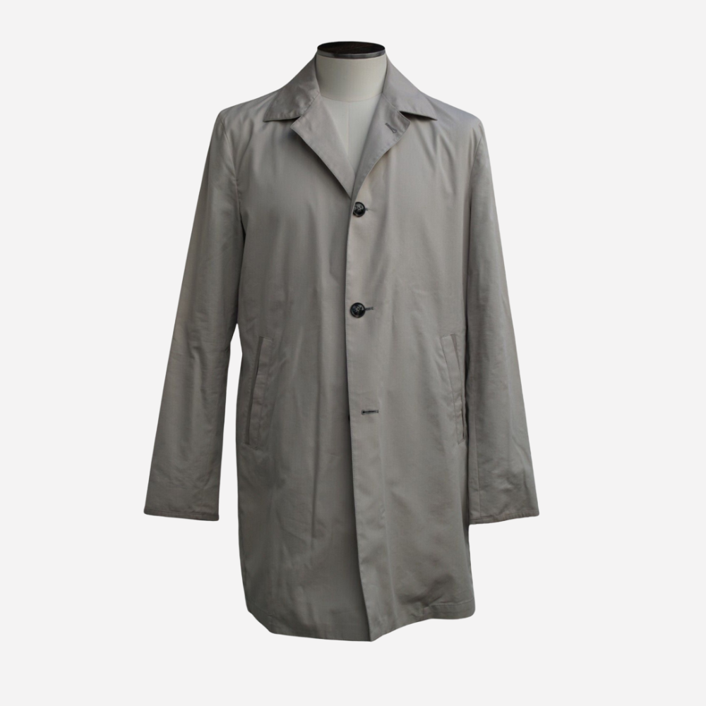 Beige/Light Grey Coat made of Cotton/Wool/Silk