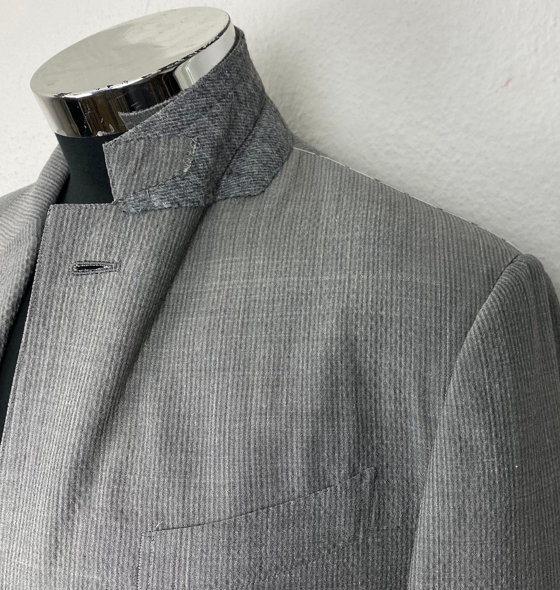 Grey Seersucker Blazer made of Wool/Silk/Linen (EU 50)