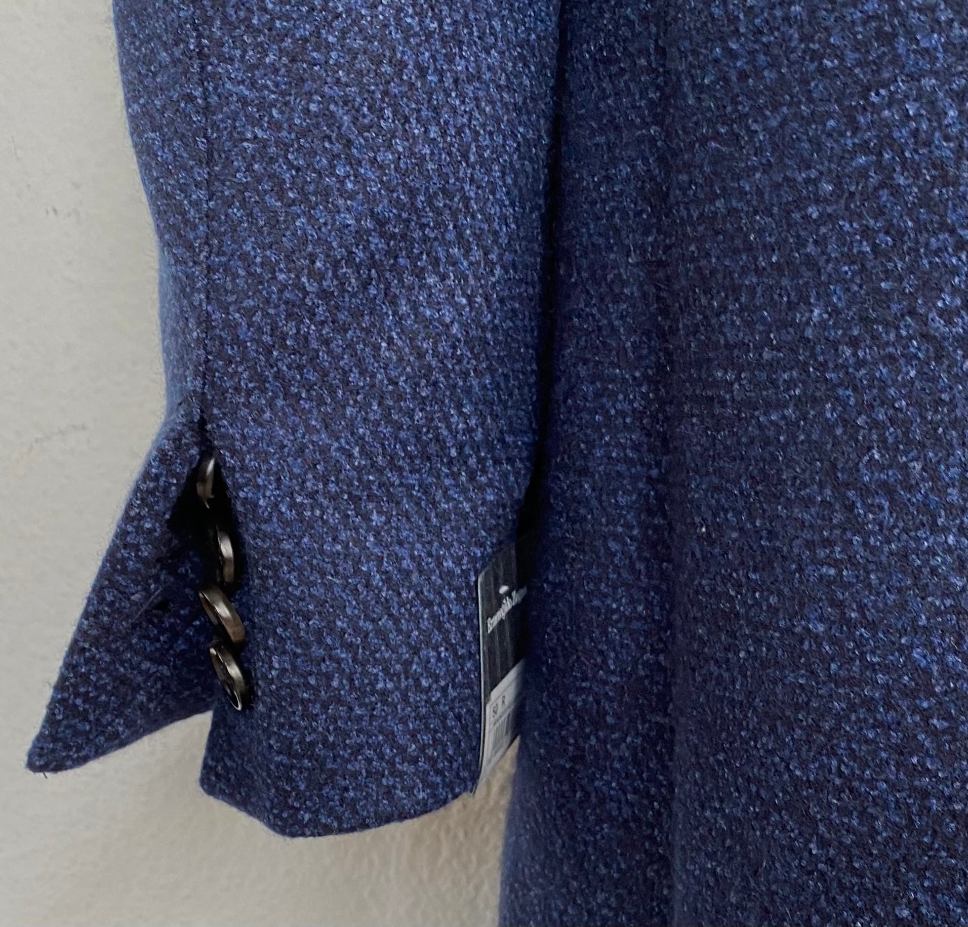 Blue Patterned Coat made of Cashmere/Wool/Nylon (50)