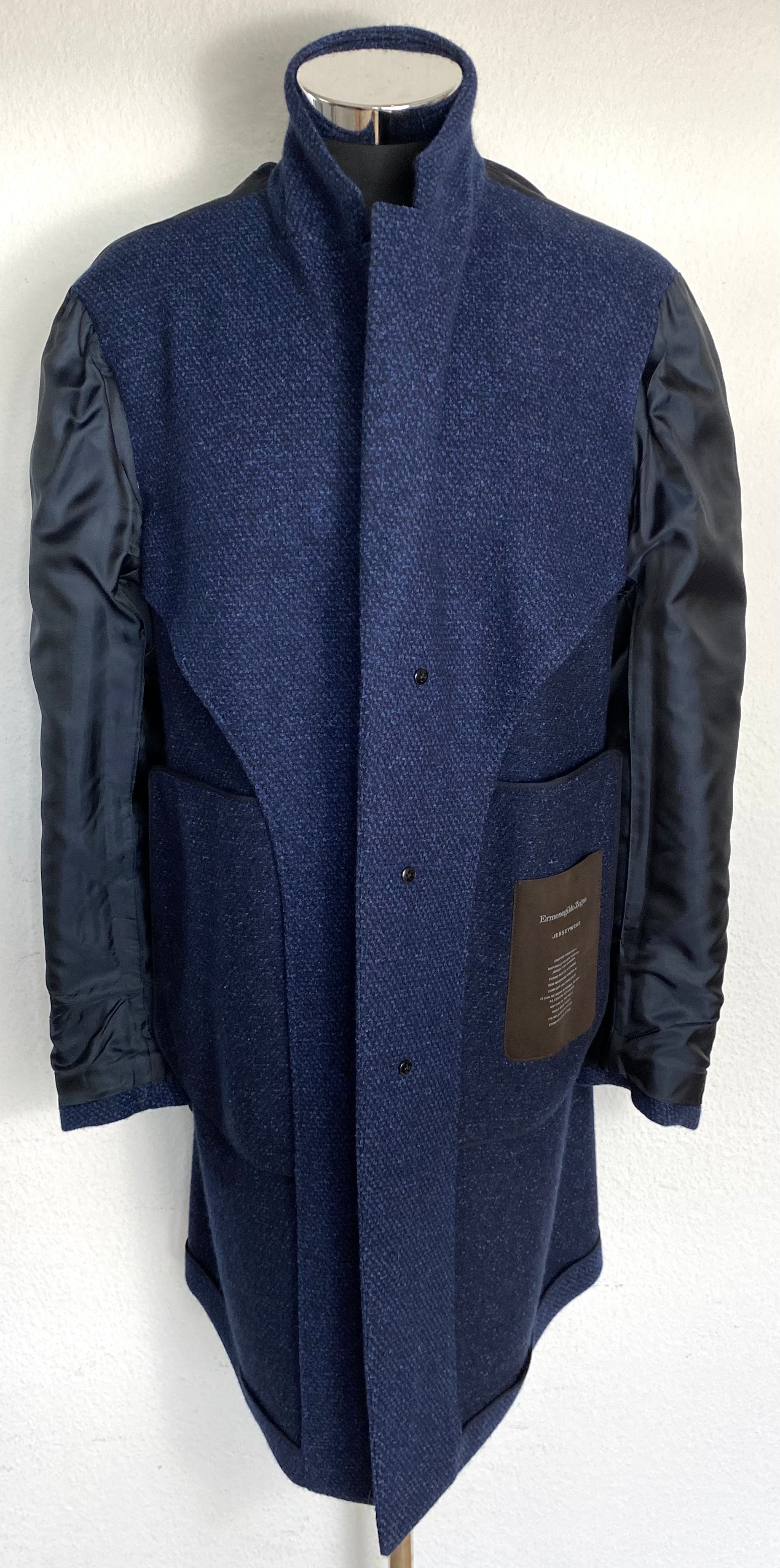 Blue Patterned Coat made of Cashmere/Wool/Nylon (50)