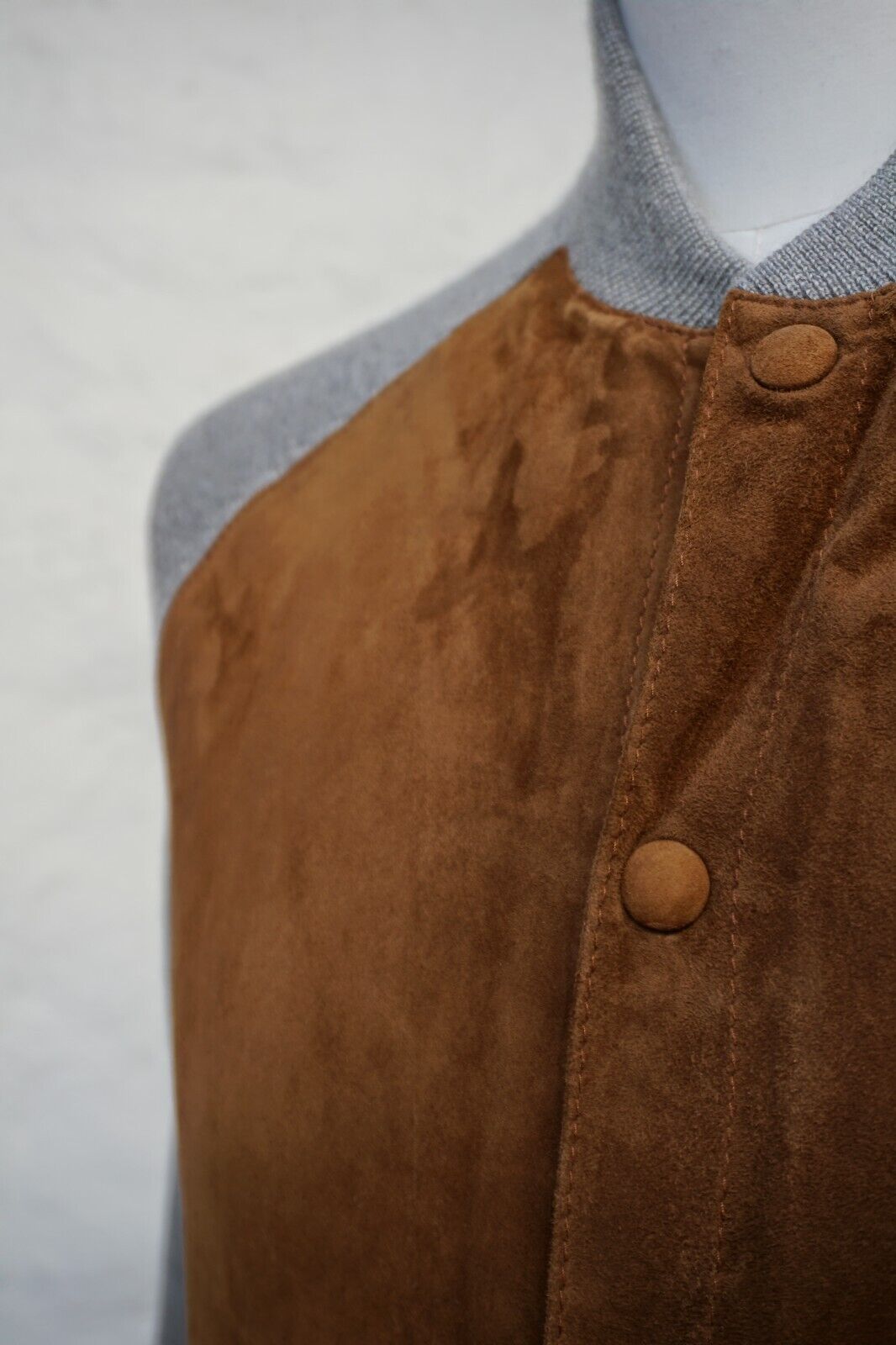 Brown/Grey Blouson made of Suede/Cashmere