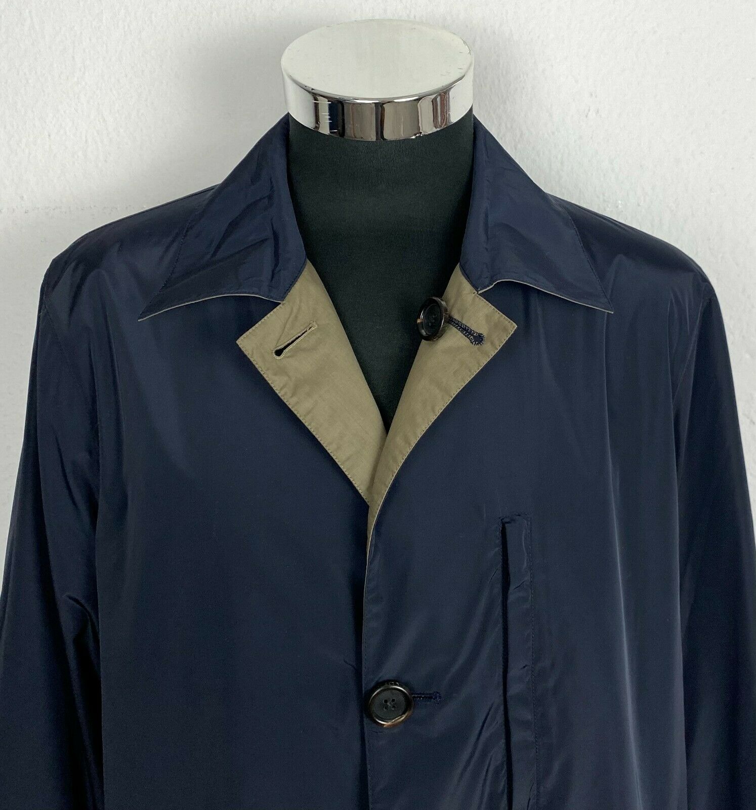 Z Zegna - Khaki-Oliv/Navy Reversible Coat made of Cotton/Polyester