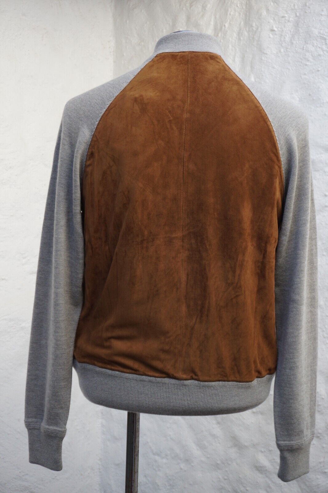 Brown/Grey Blouson made of Suede/Cashmere